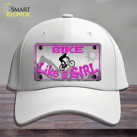 Bike Like A Girl Novelty License Plate Hat Cotton / White