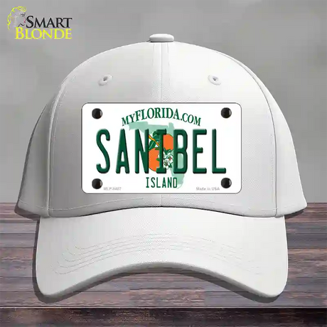 Sanibel Florida Novelty License Plate Hat Cotton / White