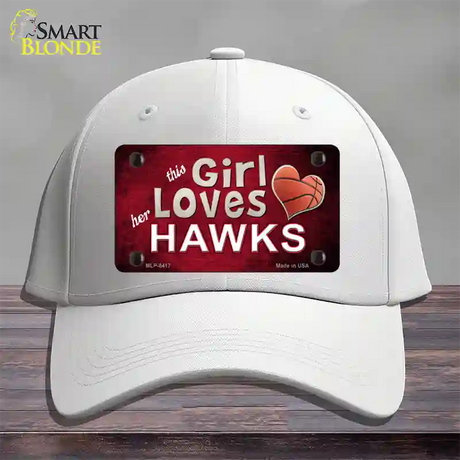 This Girl Loves Her Hawks Novelty License Plate Hat Cotton / White