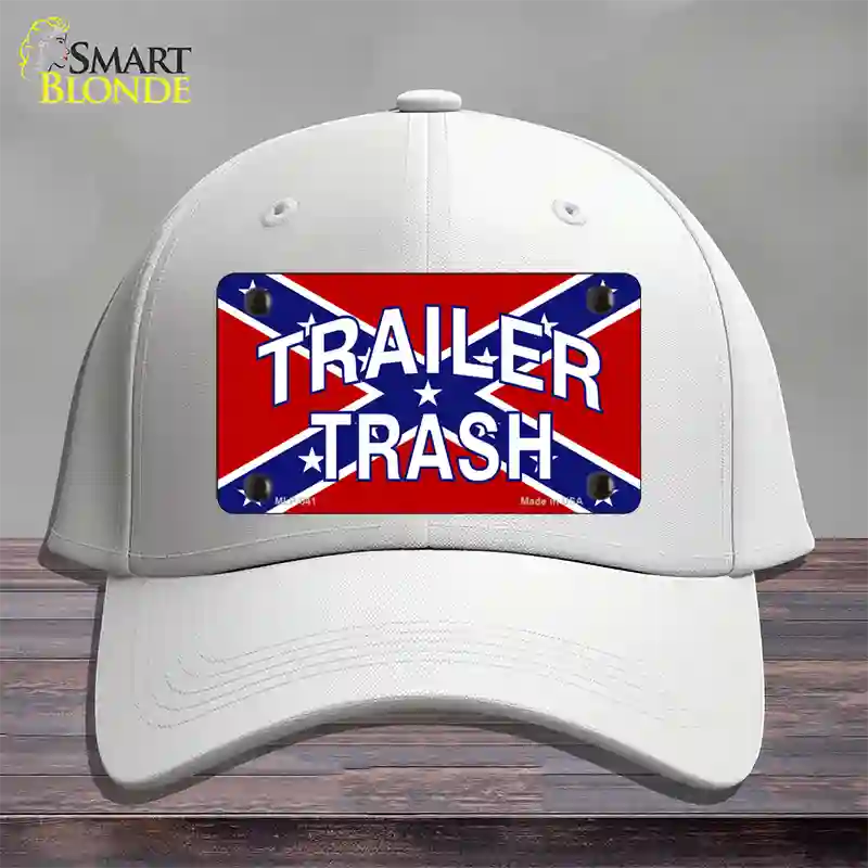 Trailer Trash Confederate Flag Novelty License Plate Hat Cotton / White