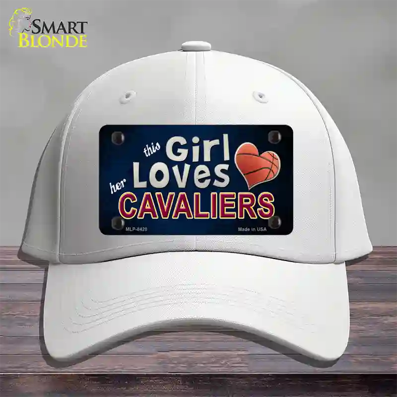 This Girl Loves Her Cavaliers Novelty License Plate Hat Cotton / White