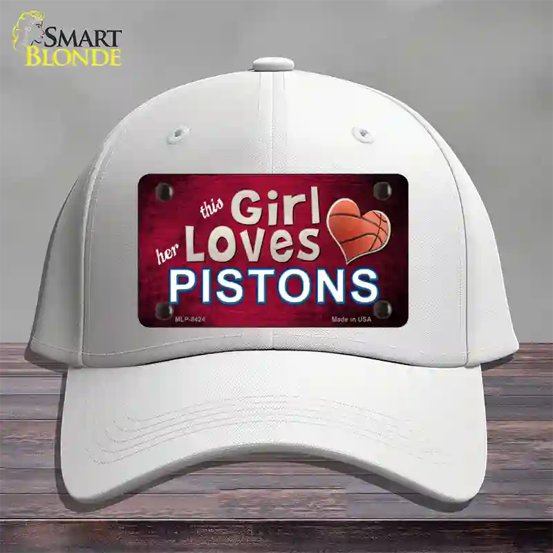 This Girl Loves Her Pistons Novelty License Plate Hat Cotton / White