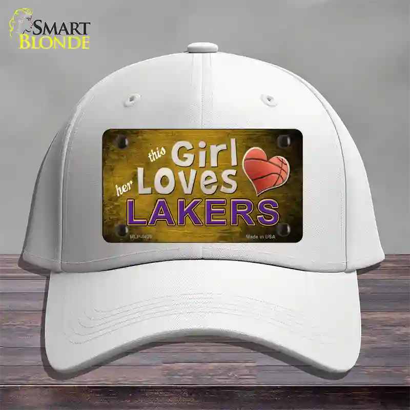 This Girl Loves Her Lakers Novelty License Plate Hat Cotton / White