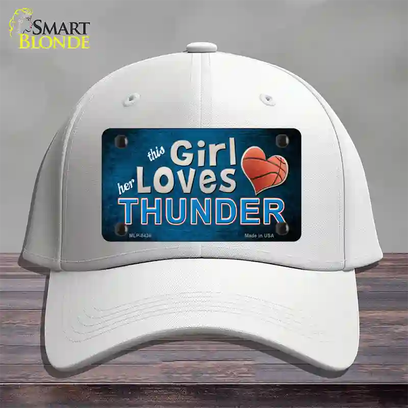 This Girl Loves Her Thunder Novelty License Plate Hat Cotton / White