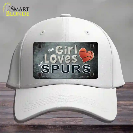 This Girl Loves Her Spurs Novelty License Plate Hat Cotton / White