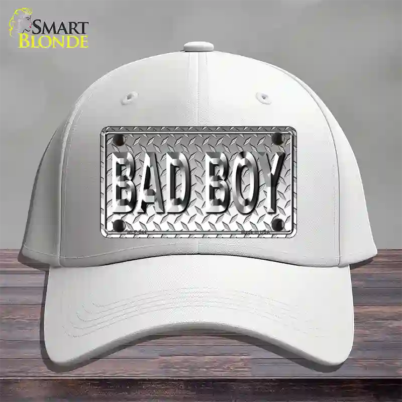 Bad Boy Diamond Novelty License Plate Hat Cotton / White