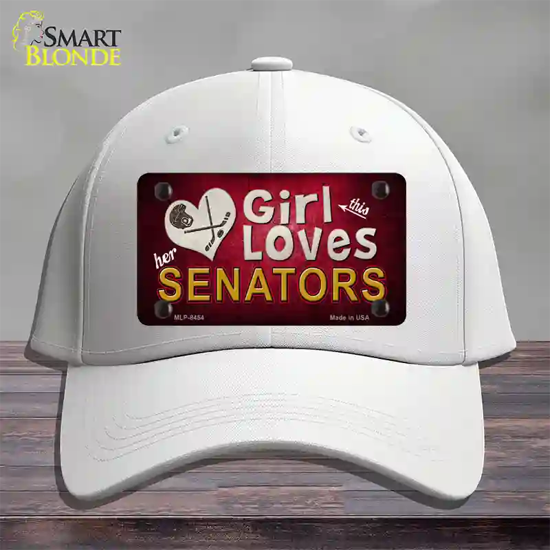 This Girl Loves Her Senators Novelty License Plate Hat Cotton / White