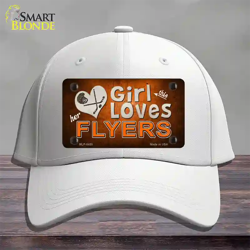 This Girl Loves Her Flyers Novelty License Plate Hat Cotton / White