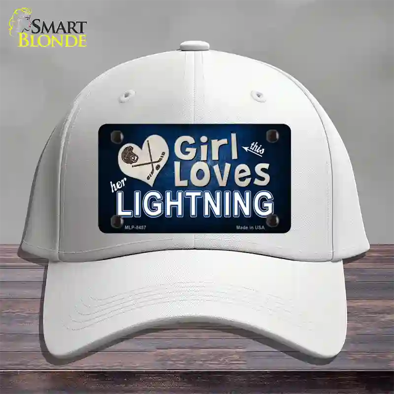 This Girl Loves Her Lightning Novelty License Plate Hat Cotton / White