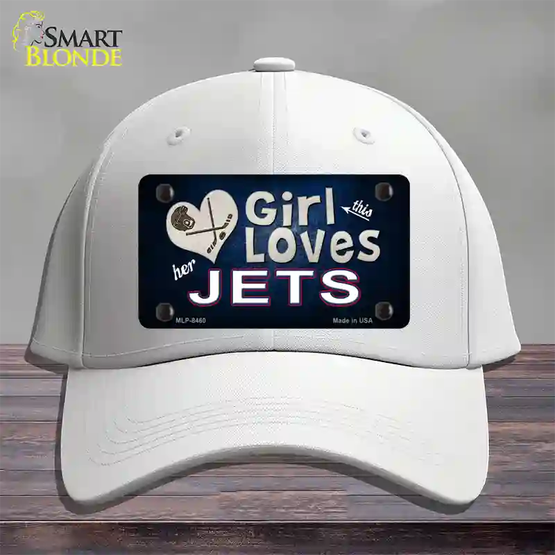 This Girl Loves Her Jets Hockey Novelty License Plate Hat Cotton / White