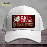 This Girl Loves Her Blackhawks Novelty License Plate Hat Cotton / White