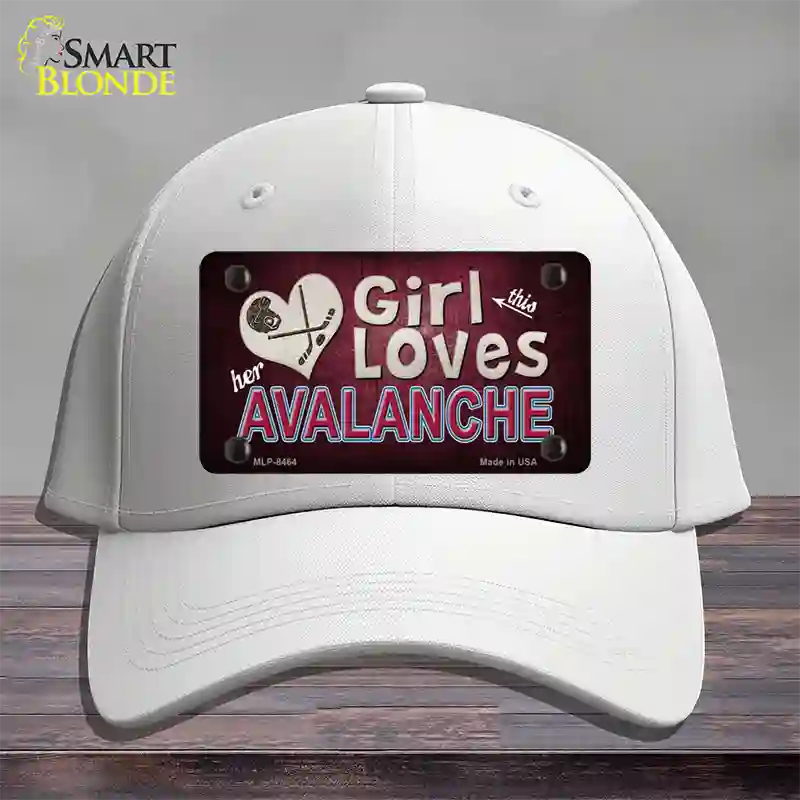 This Girl Loves Her Avalanche Novelty License Plate Hat Cotton / White