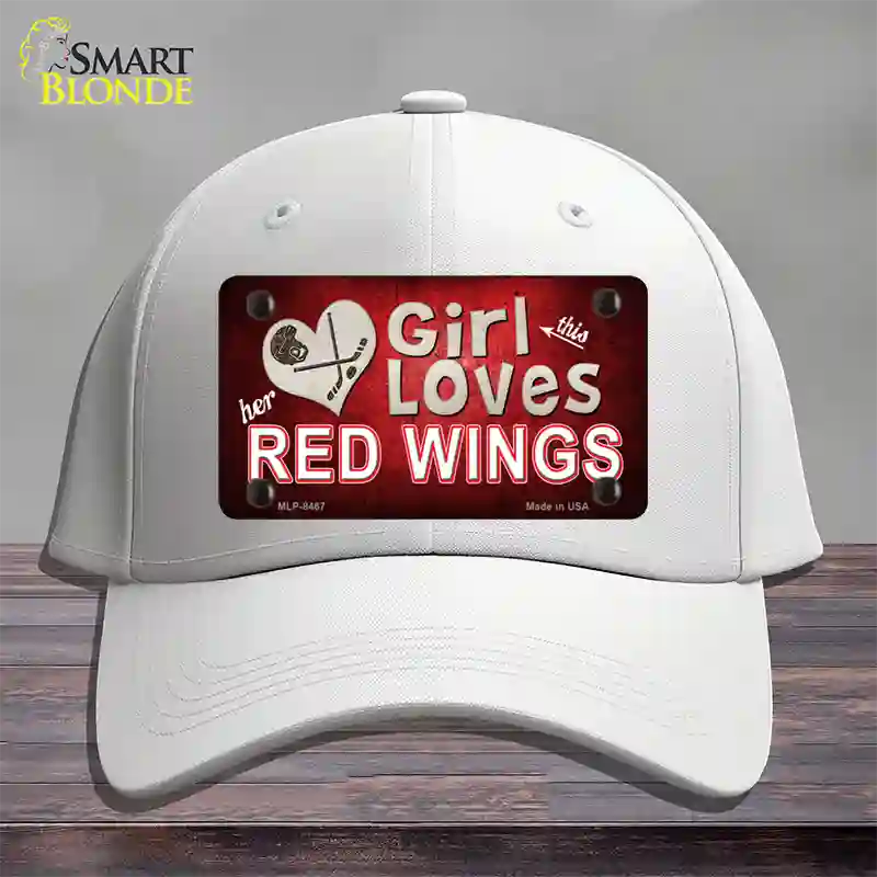 This Girl Loves Her Red Wings Novelty License Plate Hat Cotton / White