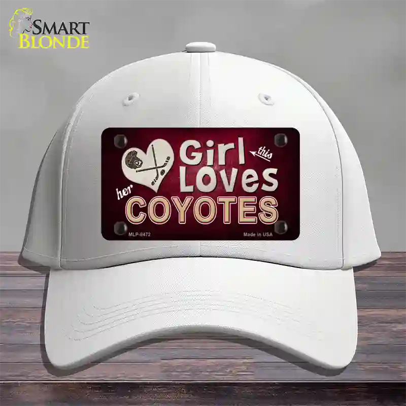 This Girl Loves Her Coyotes Novelty License Plate Hat Cotton / White