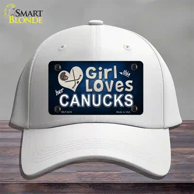 This Girl Loves Her Canucks Novelty License Plate Hat Cotton / White