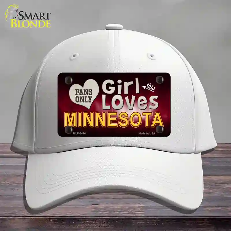 This Girl Loves Minnesota Novelty License Plate Hat Cotton / White