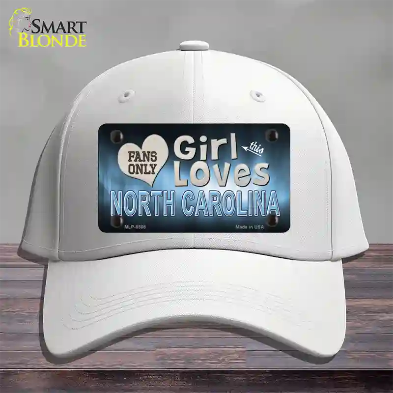 This Girl Loves North Carolina Novelty License Plate Hat Cotton / White