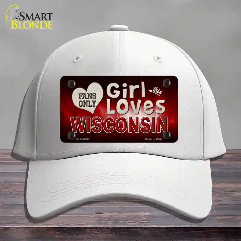 This Girl Loves Wisconsin Novelty License Plate Hat Cotton / White