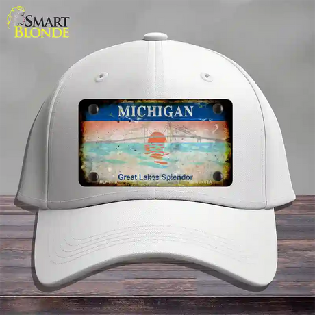 Michigan Rusty State Novelty License Plate Hat Cotton / White