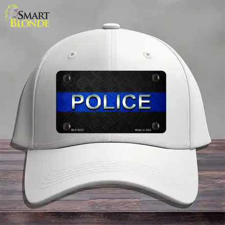 Police Thin Blue Line Novelty License Plate Hat Cotton / White