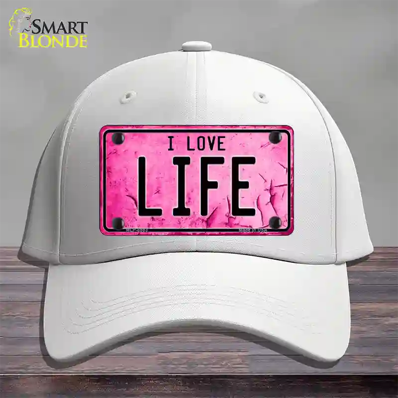 I Love Life Novelty License Plate Hat Cotton / White