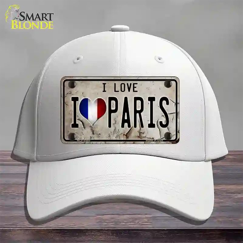 I Love Paris Novelty License Plate Hat Cotton / White