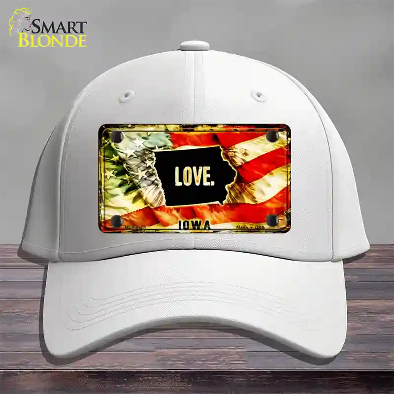 Iowa Love Novelty License Plate Hat Cotton / White