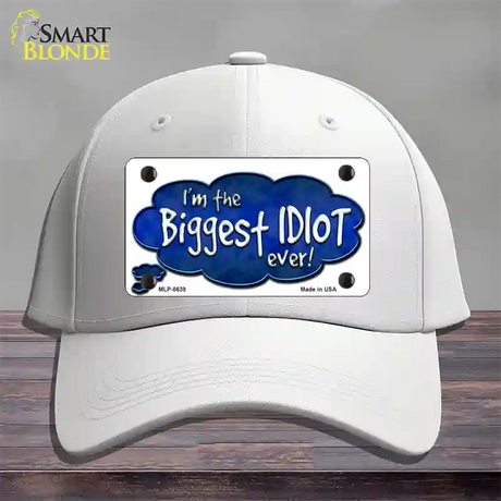 Biggest Idiot Novelty License Plate Hat Cotton / White