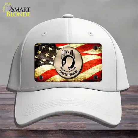 POW MIA With USA Flag Novelty License Plate Hat Cotton / White