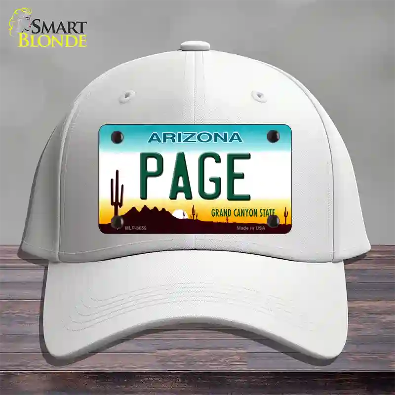 Page Arizona Novelty License Plate Hat Cotton / White