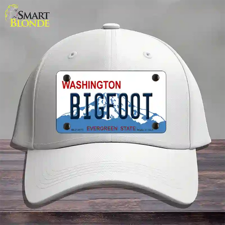 Bigfoot Washington Novelty License Plate Hat Cotton / White