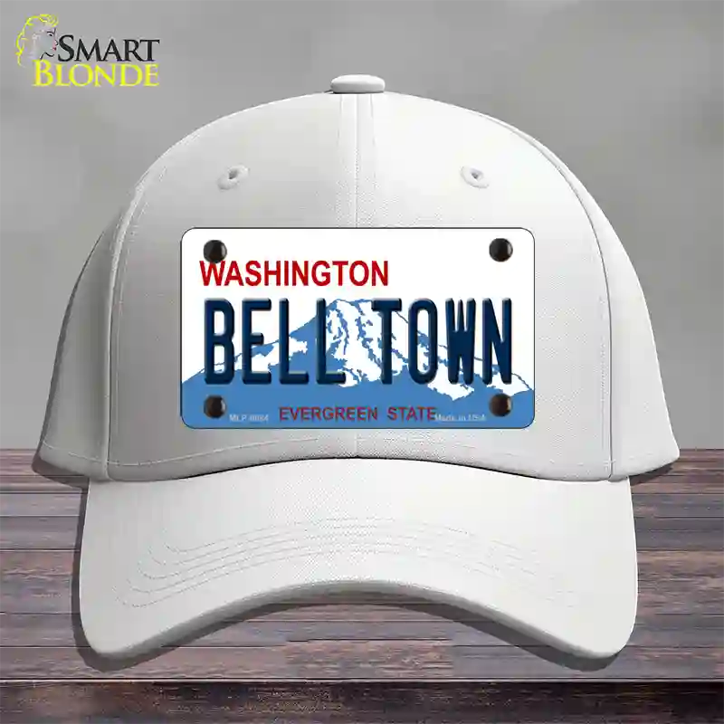 Bell Town Washington Novelty License Plate Hat Cotton / White