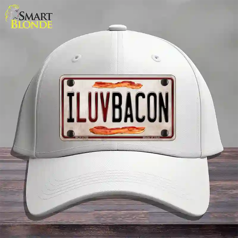 I Luv Bacon Novelty License Plate Hat Cotton / White