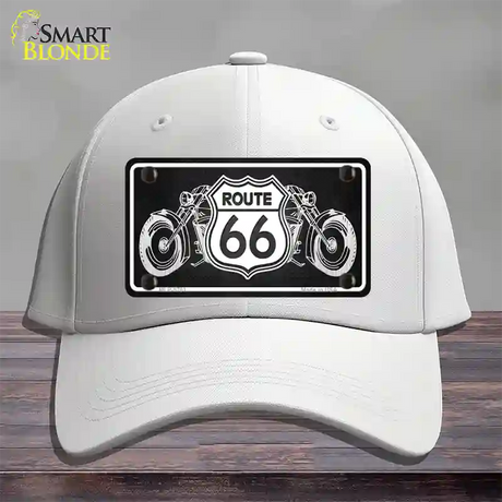 Route 66 With Bikes Novelty License Plate Hat Cotton / White