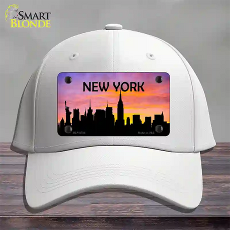 New York Silhouette Novelty License Plate Hat Cotton / White