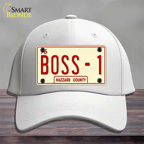 Boss 1 Novelty License Plate Hat Cotton / White