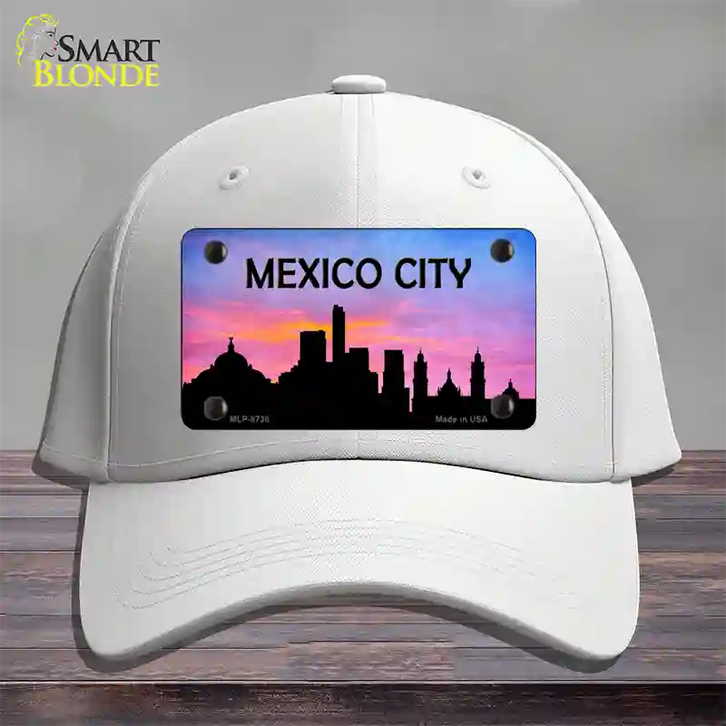 Mexico City Silhouette Novelty License Plate Hat Cotton / White