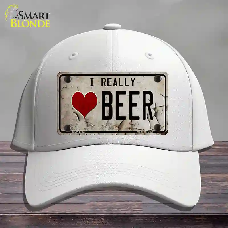 I Love Beer Novelty License Plate Hat Cotton / White