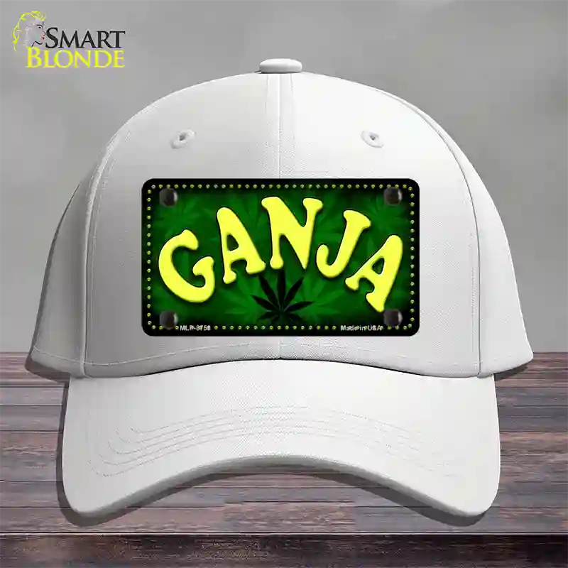 Ganja Novelty License Plate Hat Cotton / White