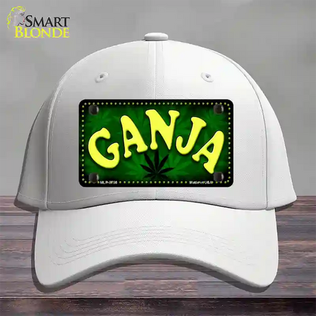 Ganja Novelty License Plate Hat Cotton / White