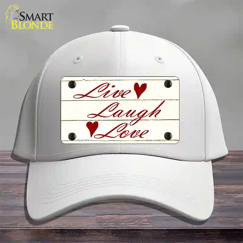 Live, Laugh, Love Novelty License Plate Hat Cotton / White