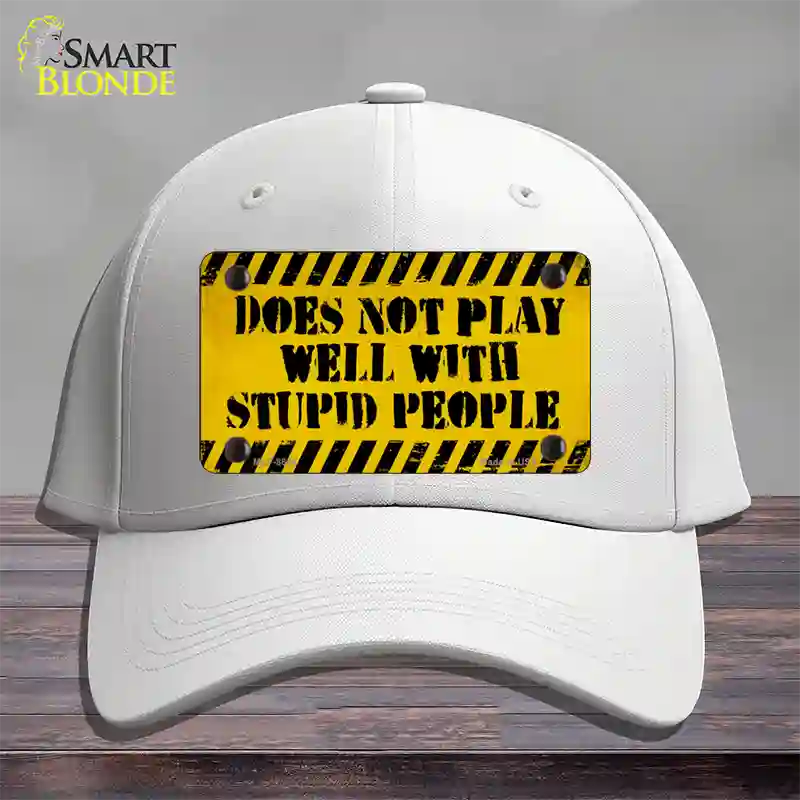 Does Not Play Well Novelty License Plate Hat Cotton / White