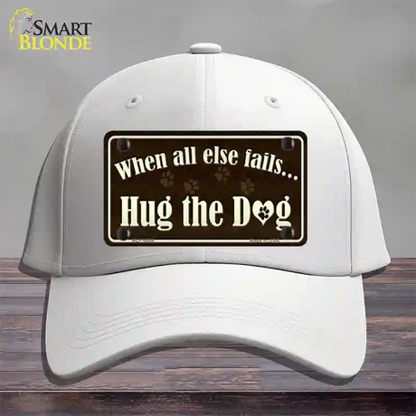 Hug The Dog Novelty License Plate Hat Cotton / White