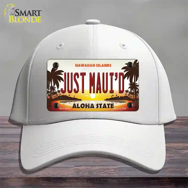 Just Mauid Sunset Novelty License Plate Hat Cotton / White