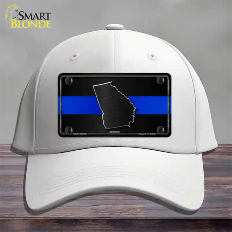 Georgia Thin Blue Line Novelty License Plate Hat Cotton / White