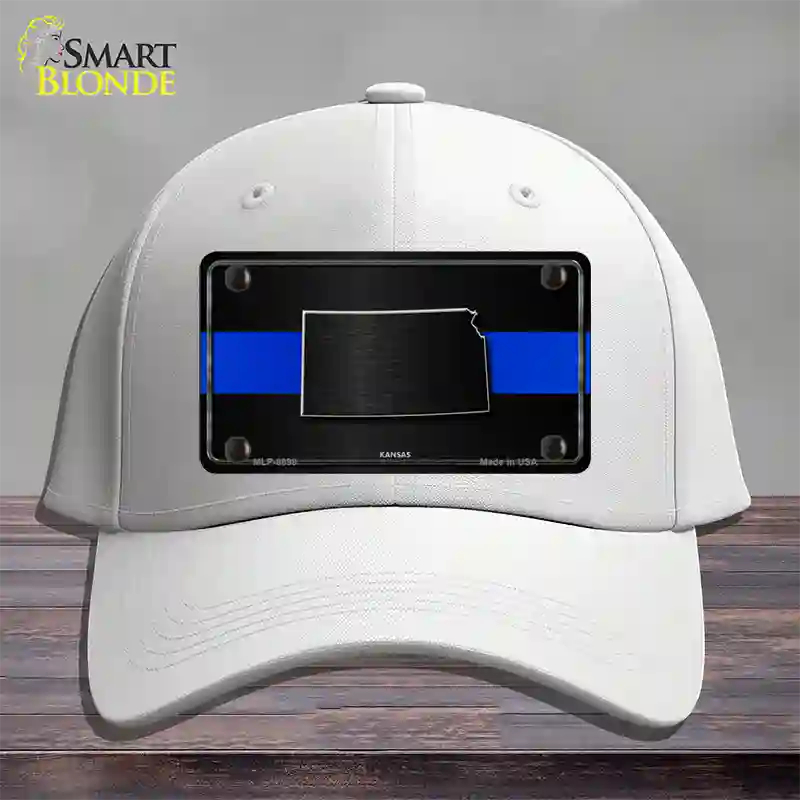 Kansas Thin Blue Line Novelty License Plate Hat Cotton / White