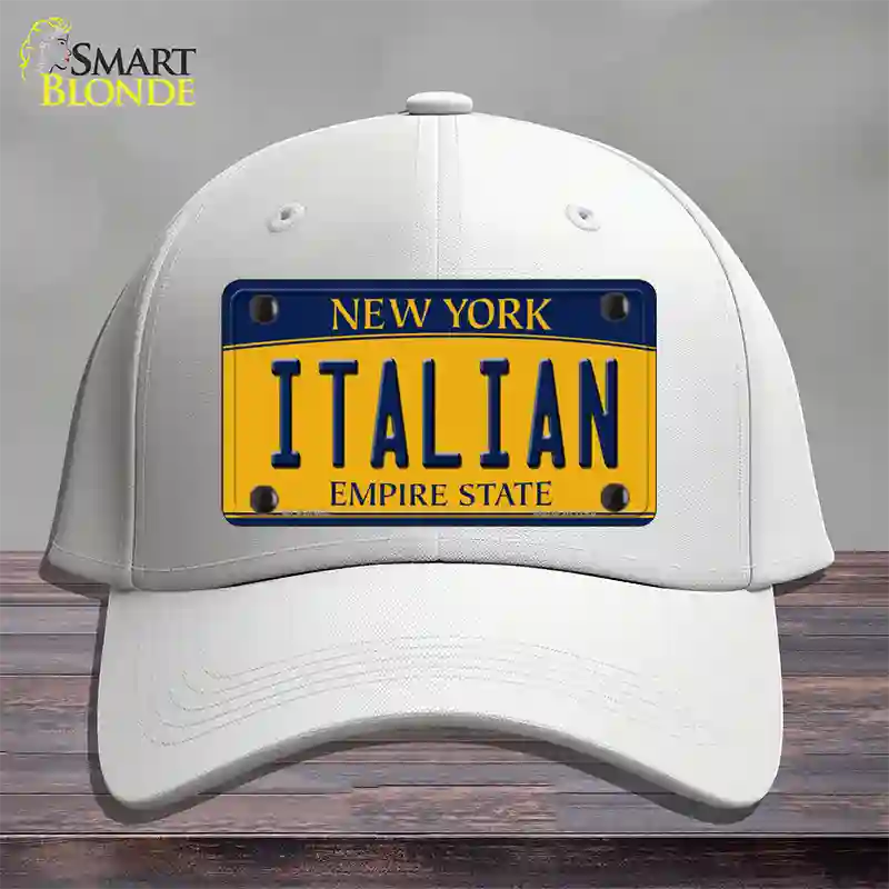 Italian Yellow New York Novelty License Plate Hat Cotton / White