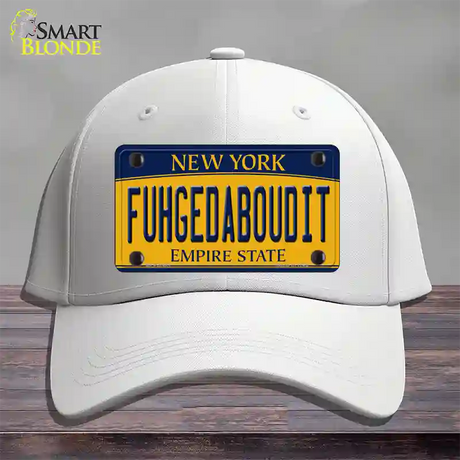 Fuhgedaboudit New York Novelty License Plate Hat Cotton / White