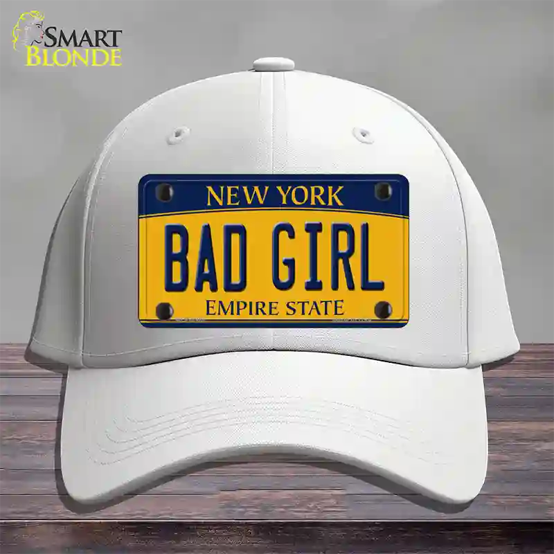 Bad Girl New York Novelty License Plate Hat Cotton / White