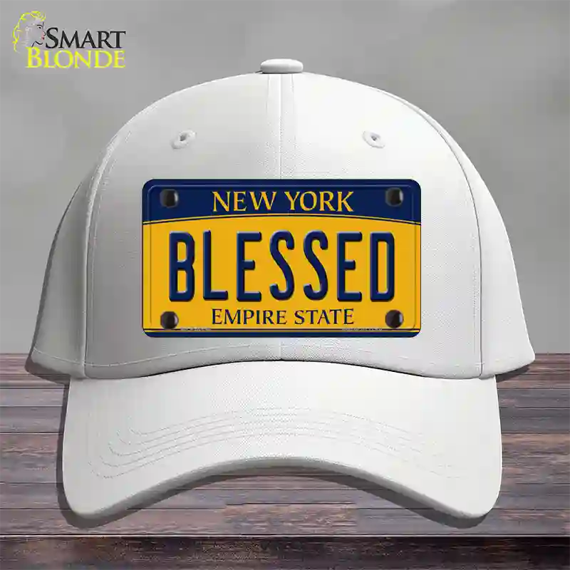 Blessed New York Novelty License Plate Hat Cotton / White